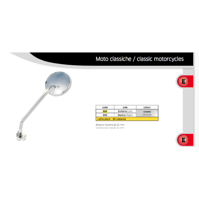Classic Motorcycle Mirrors Chrome 0989/0990 Pair MotoScience The