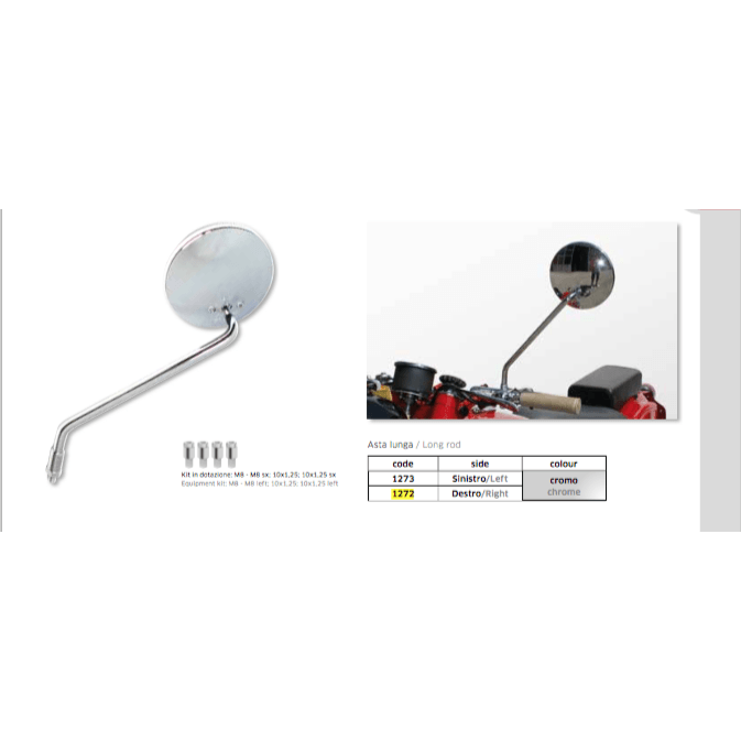 Classic Motorcycle Mirrors Chrome 1272/73 Pair MotoScience The