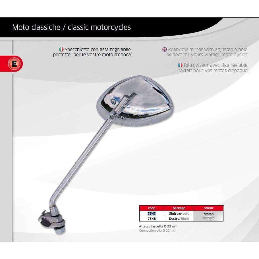 Classic Motorcycle Mirrors Chrome 7547/48 Pair MotoScience The